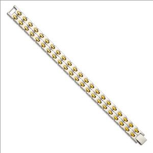 STAINLESS STEEL POLISHED YELLOW IP-PLATED 8.5" BRACELET for Men